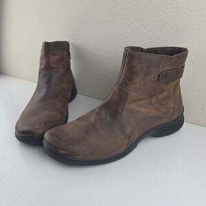 Clarks Bendables Sissyanne Bootie Shoe 8.5 Women Brown Leather Side Zip 81810